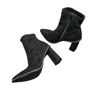 Bar III Black Heeled Boots with Studded Trim Sz-8.5